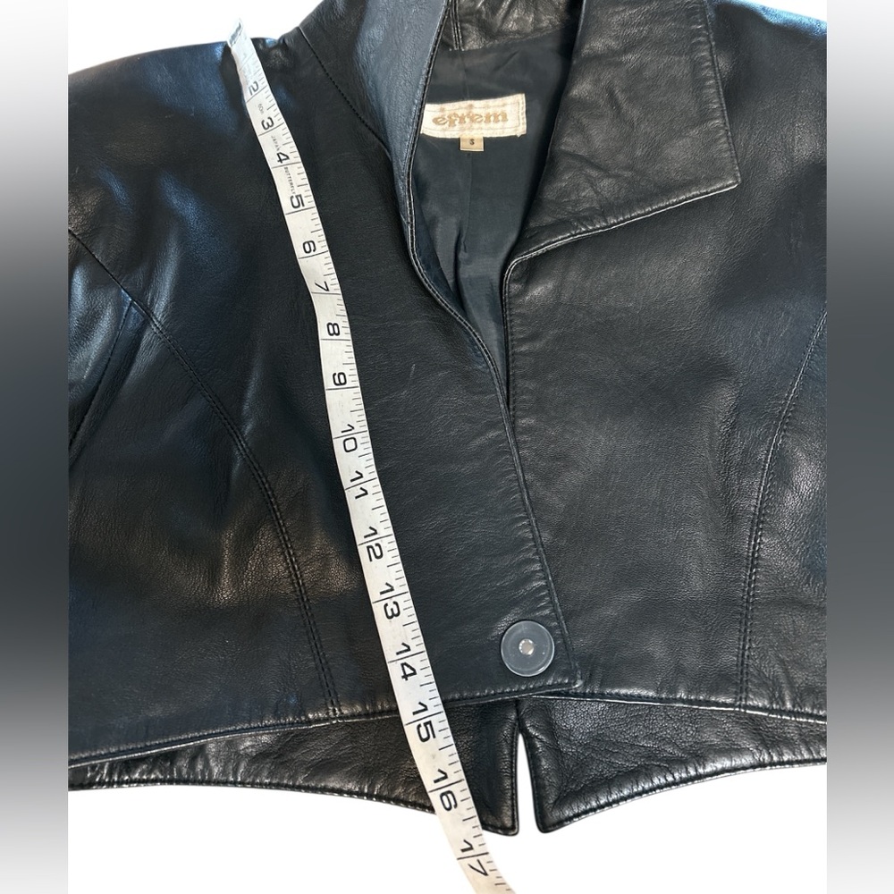 80’s Efrem leather fox fur bolero jacket - Picture 9 of 13